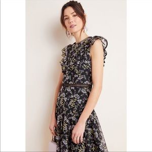 ML Monique Lhuillier X Anthropologie Embroidered A-Line Floral Lace Dress